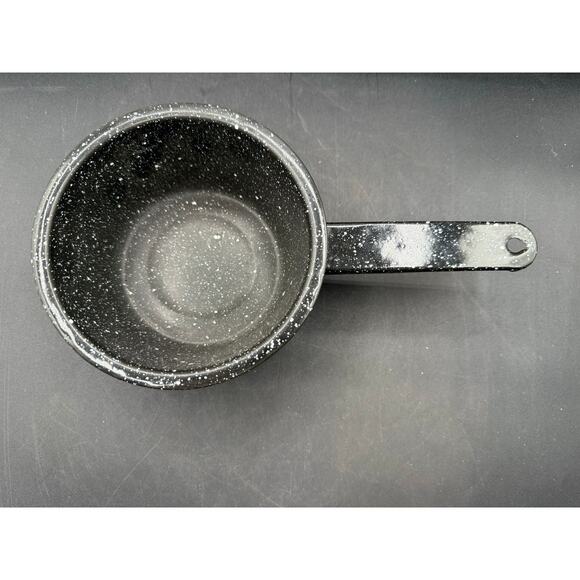 Vintage Black Speckled Enamelware Pot – 6.5” Retro Pan & Kettle-Rustic - Picture 4 of 9